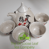 Red Blossom on a Speckled Cream ground ~ 4 Cup Teapot - The UK Loose Leaf Tea Company Ltd