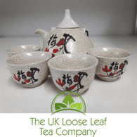 Red Blossom on a Speckled Cream ground ~ 4 Cup Teapot - The UK Loose Leaf Tea Company Ltd