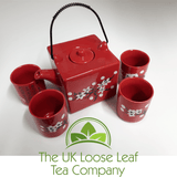 Cherry Red Square Tea set ~ 4 Cup Teapot - The UK Loose Leaf Tea Company Ltd