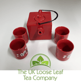 Cherry Red Square Tea set ~ 4 Cup Teapot - The UK Loose Leaf Tea Company Ltd