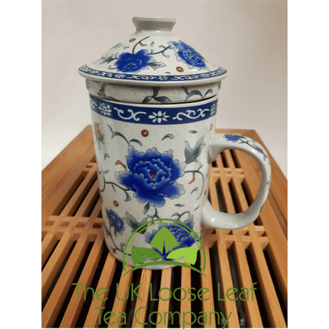 Blue Peony Design Infuser Mug - The UK Loose Leaf Tea Company Ltd